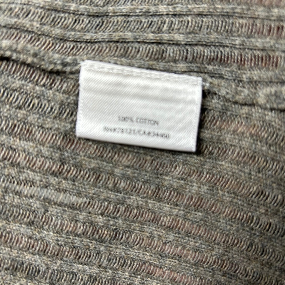 Eileen Fisher Cardigan Womens XL Grey Ribbed Knit 100% Cotton Open Front Sweater - Picture 5 of 8